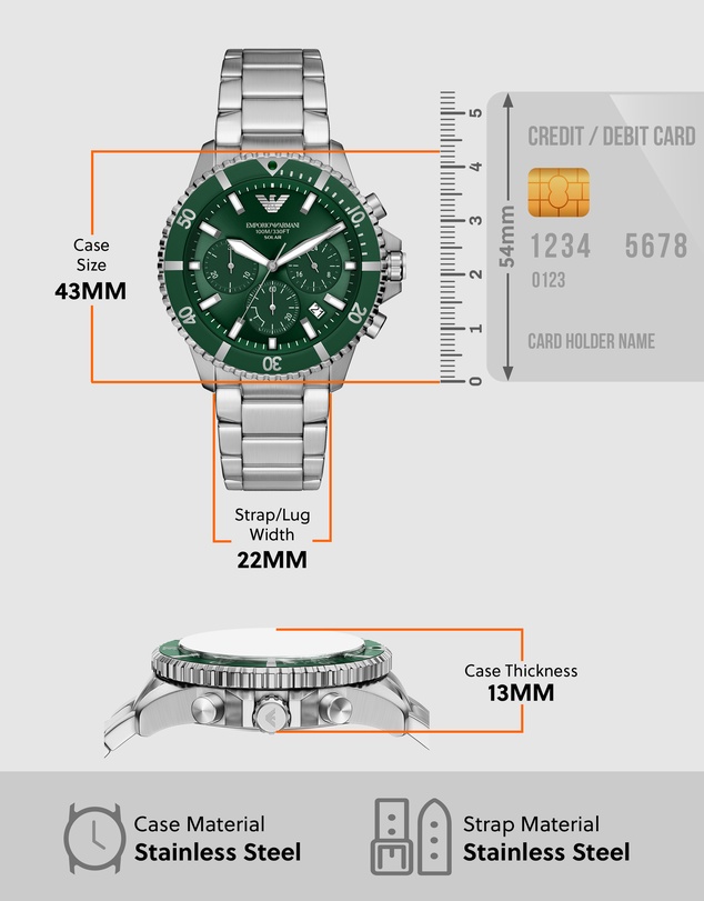 Emporio Armani - Silver Tone Chronograph Watch