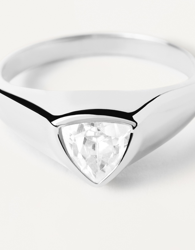 PDPAOLA - Triangle Shimmer Stamp Silver Ring