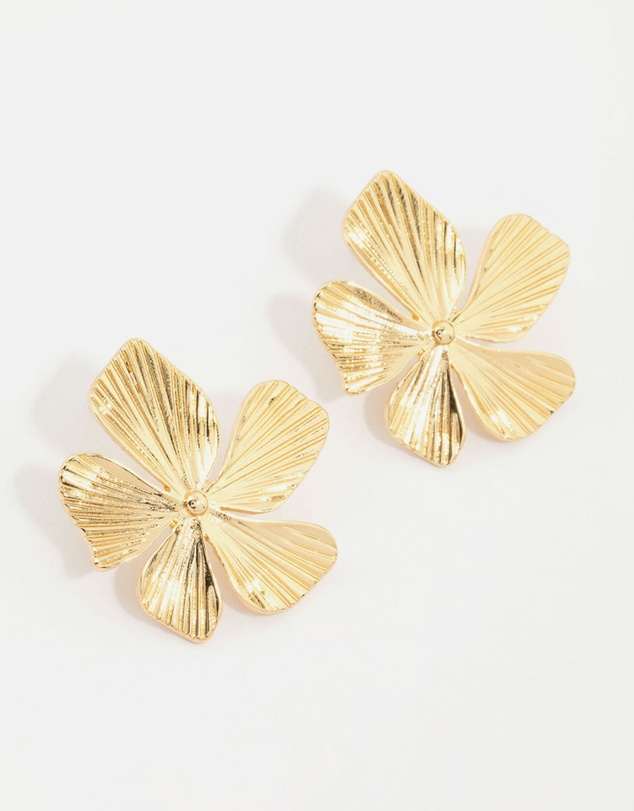 Lovisa - Gold Plated Textured Flower Studs