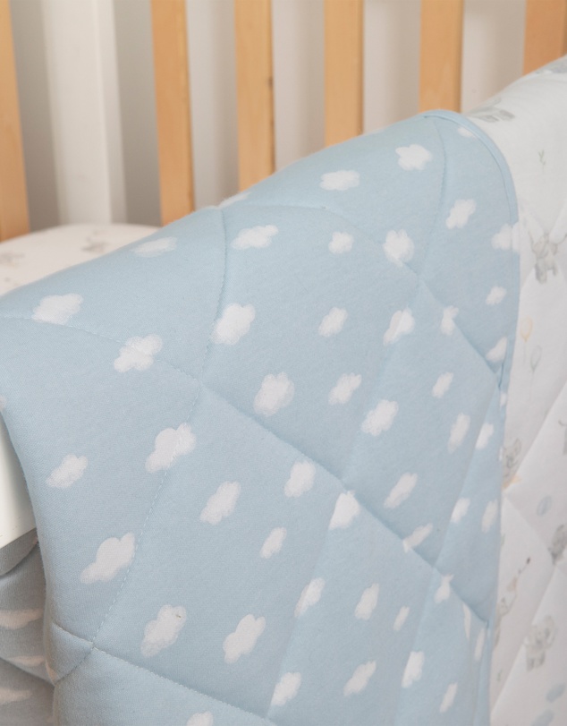 Living Textiles - Reversible Quilted Cot Comforter - Elephant Playtime