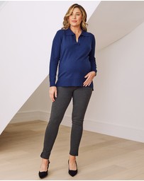 Angel Maternity - Jolie Maternity Polo Knit in Navy