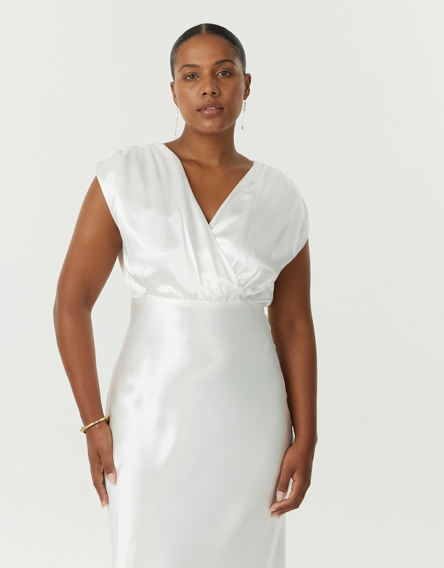 Third Form - Satin Cross Over Gather Dress
