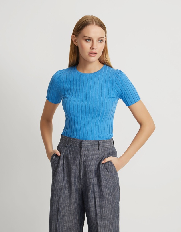 Oxford - Sasha Crew Neck Short Sleeve Knit Top