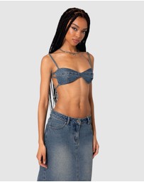 EDIKTED - Lassy Washed Denim Bralette