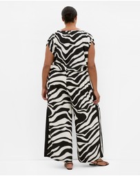 City Chic - Plus size Chiara Abstract Print Top - black
