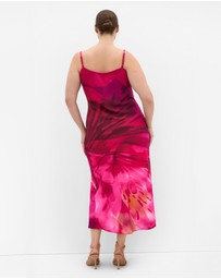 City Chic - Plus sizeSadie Print Slip Dress - raspberry