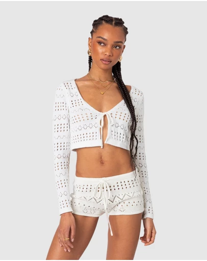 EDIKTED - Betsy Tie Front Knitted Cardigan