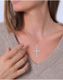Elli Jewelry - Necklace Cross Zirconia 925 Sterling Silver