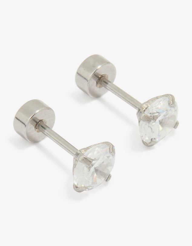Lovisa - Kids Surgical Steel Cubic Zirconia 1 Carat Flat Back Studs