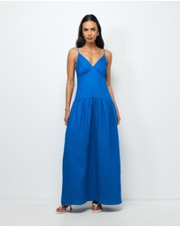 AERE - Bree V Neck Linen Maxi Dress