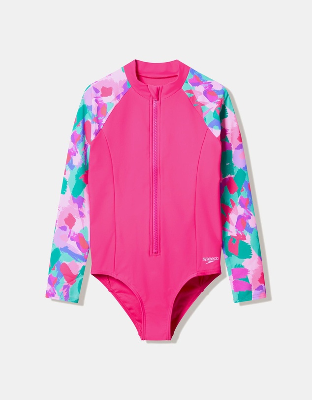 Speedo - Printed Long Sleeve One Piece - Kids-Teens