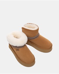 EVERAU - Australian Shepherd Ugg Fayle Platform Cow Suede Upper UGG Boots