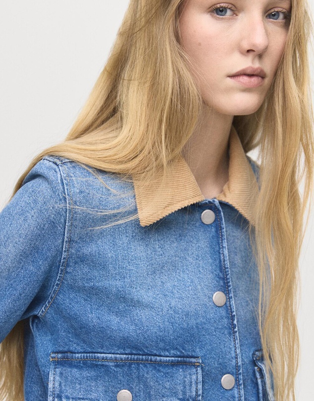 M.N.G - Corduroy Collar Denim Jacket