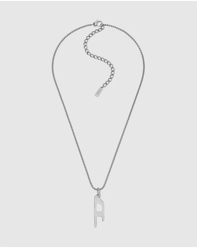 Diesel - D Logo Silver-Tone Necklace