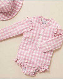 Purebaby - Printed Frilly Long Sleeve Swimsuit -Kids-Babies