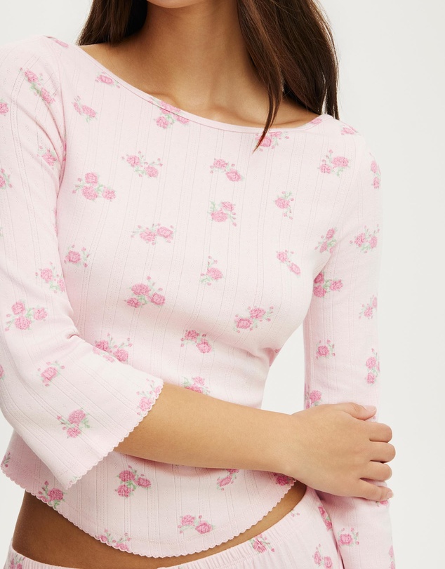 Cotton On Body - Dreamy Soft Pointelle 3/4 Long Sleeve Top