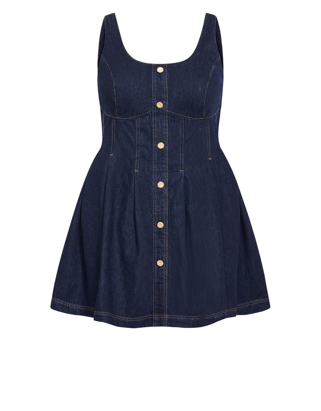 City Chic - Plus size Alexa Denim Mini Dress - dark wash