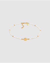 Elli Jewelry - Anklet Sun Beads with freshwater pearls in 925 Sterling Silver gold plated