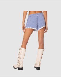 EDIKTED - Patty Striped Lace Trim Shorts