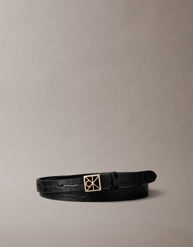 Calvin Klein - Leather Croc Emblem Buckle Belt