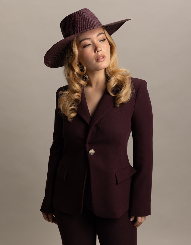 Morgan & Taylor - Aria Racewear Fedora in Burgundy Red
