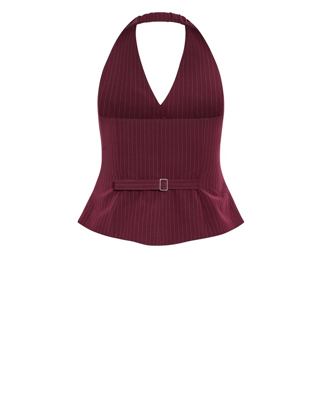 City Chic - Plus size Cora Blue Stripe Vest - berry