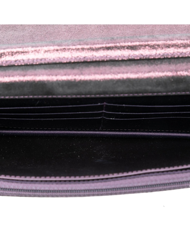 Pre-Loved by Azura Reborn - Pre-Loved Quilted Iridescent Lambskin Tartan Button Wallet On Chain