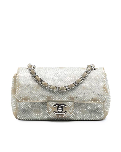 Pre-Loved by Azura Reborn - Pre-Loved Mini Rectangular Iridescent Calfskin Strass Embellished Single Flap