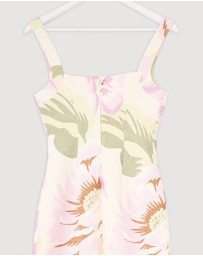 Revibe - Repaired BY JOHNNY. Edens Floral Square Peep Midi Dress - AU 6