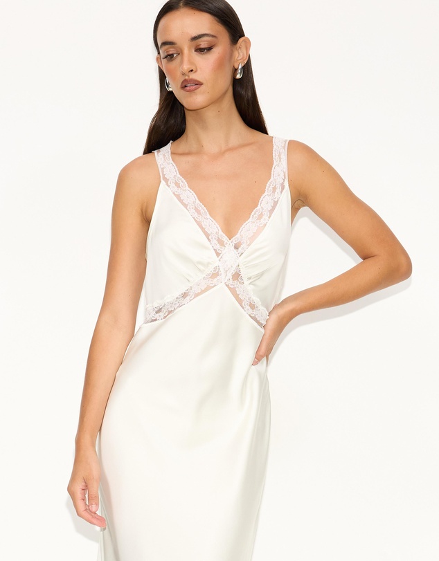 Dazie - Moonlit Lace Satin Maxi Dress