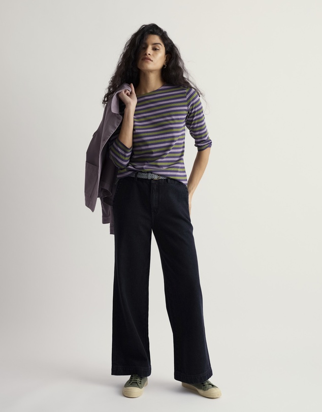 Seasalt - Seasalt Cornwall Purple Sailor 3/4 Sleeve Top Jersey