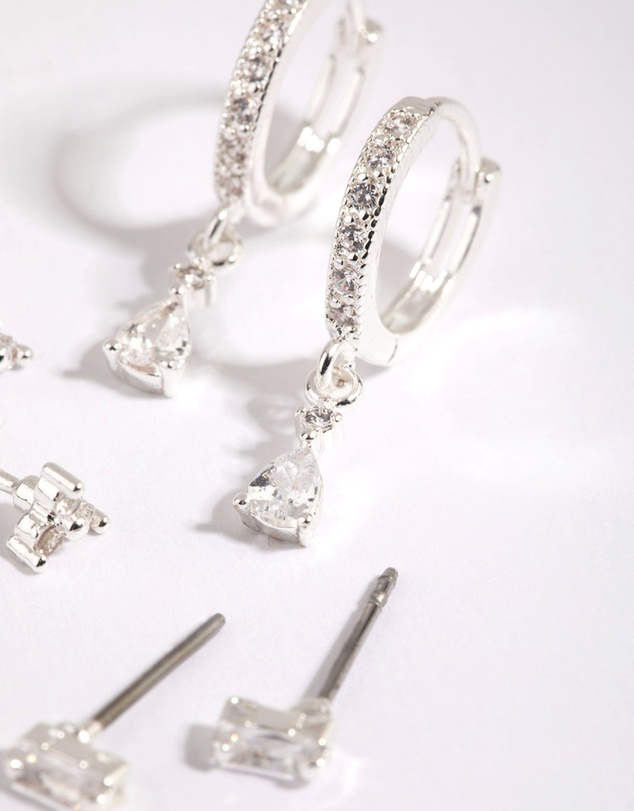 Lovisa - Silver Stack Pack Earrings with Cubic Zirconia