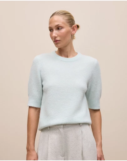 Trenery - Alpaca Merino Blend T-shirt in Faint Blue
