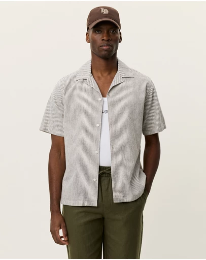 Les Deux - Lukas Stripe Cotton Linen SS Shirt