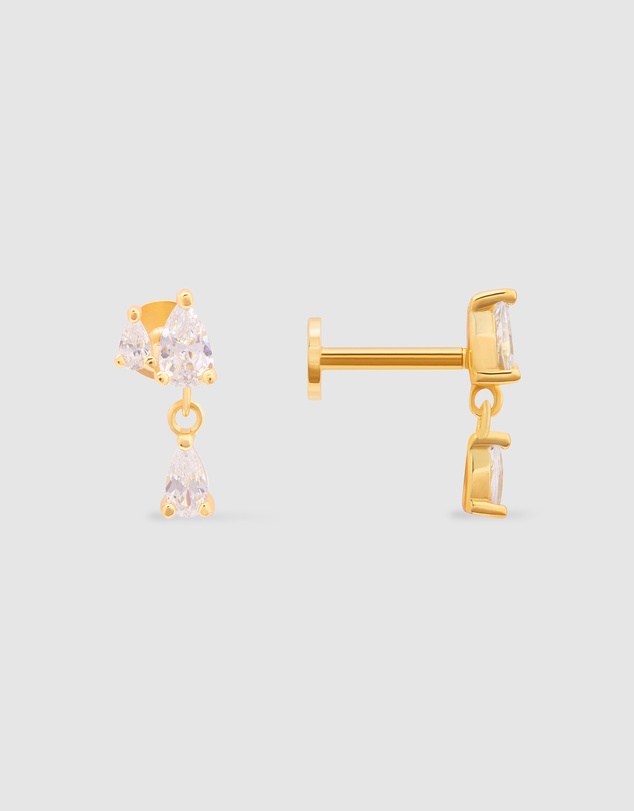 Wanderlust + Co - Teardrop Gems 14K Gold Vermeil Flat Back Earrings