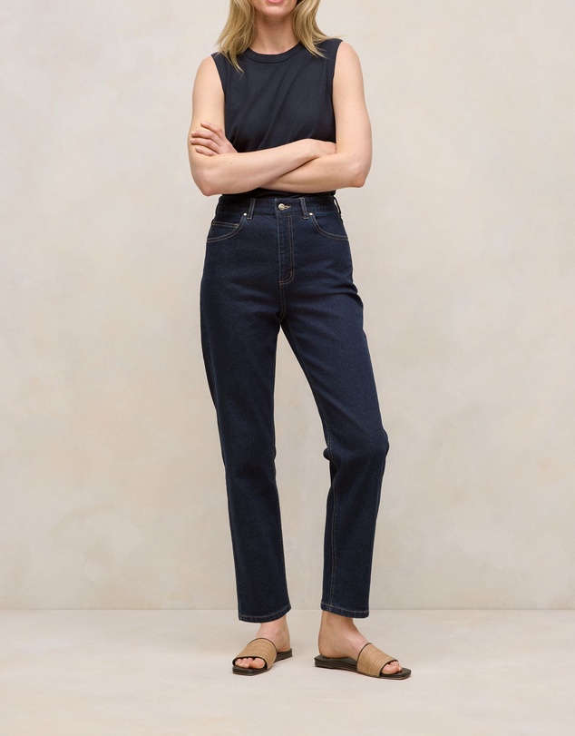 Trenery - High Rise Straight Leg Jean in Dark Indigo