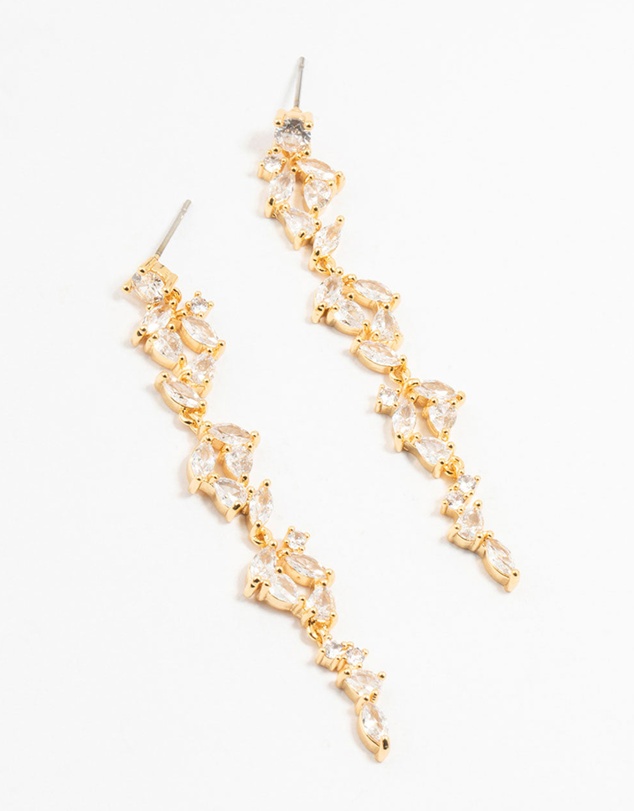 Lovisa - Gold Plated Cascading Pear & Marquise Cubic Zirconia Earrings