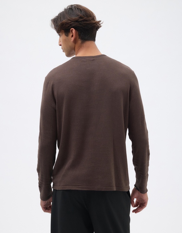 AERE - Linen Blend Long Sleeve Henley