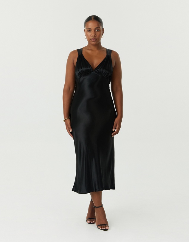 Third Form - Satin Gather Bra Bias Slip Dress
