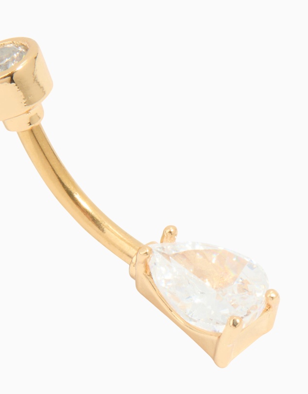 Lovisa - Gold Plated Titanium Cubic Zirconia Double Belly Bar