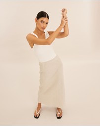 AERE - Linen Bias Cut Midi Skirt