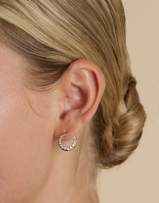 Astrid & Miyu - Spiral Crystal 18ct Gold Plated Hoops