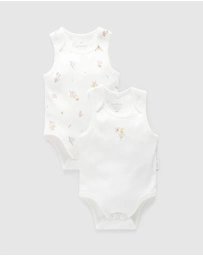Purebaby - 2 Pack Singlet Bodysuit-Babies