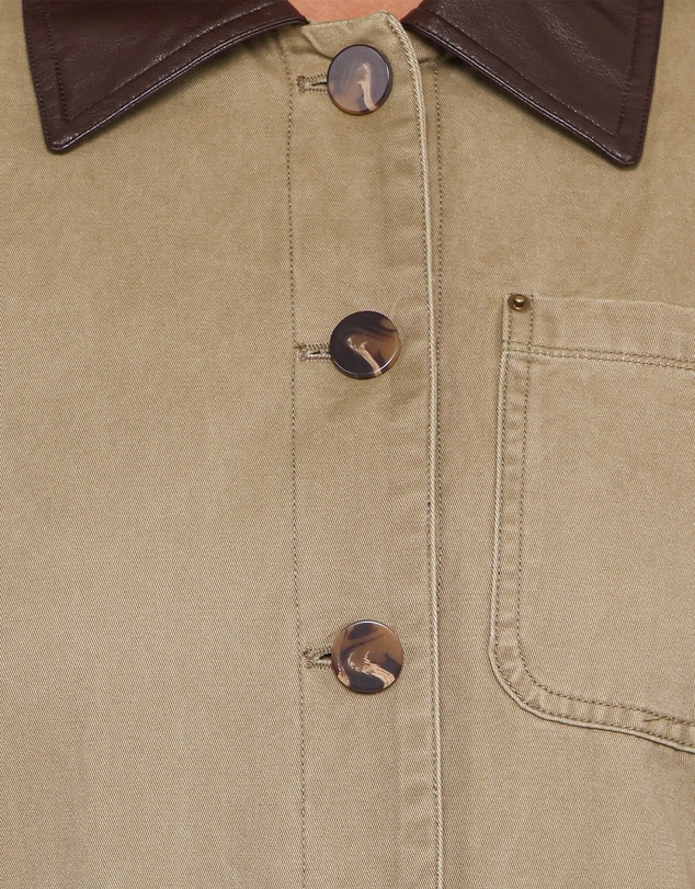 Petal & Pup - Elliot Contrast Collar Barn Jacket - Khaki