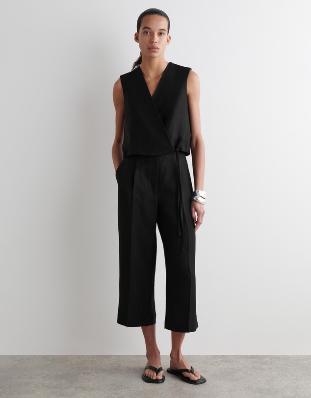 COS - Tie-Detail Linen-Blend Wrap Waistcoat