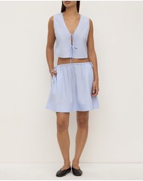 Assembly Label - Havana Stripe Poplin Tie Front Top