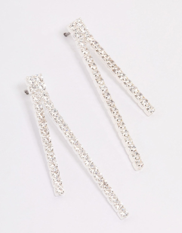 Lovisa - Silver Cubic Zirconia Tassel Drop Earrings