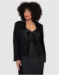 Pink Dusk by Curve Project - Her Satin Trim Crop Blazer