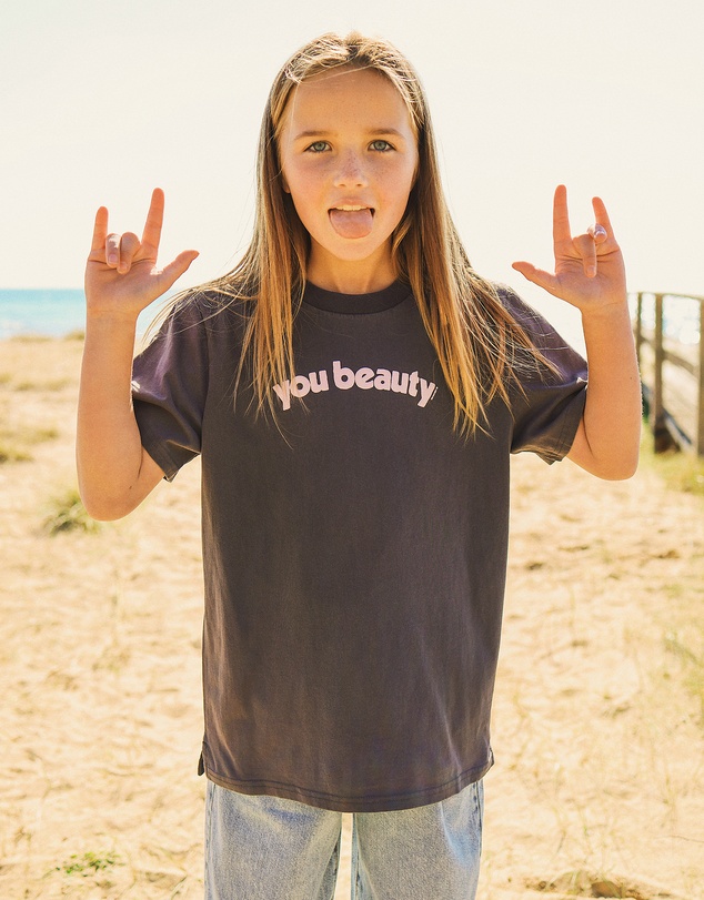 Skwosh - You Beauty Kids Slang Tee in Charcoal