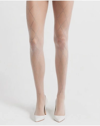 High Heel Jungle - Richie Diamond Crystal Tights - Nude